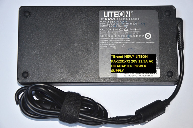 *Brand NEW* LITEON 20V 11.5A PA-1231-72 AC DC ADAPTER POWER SUPPLY